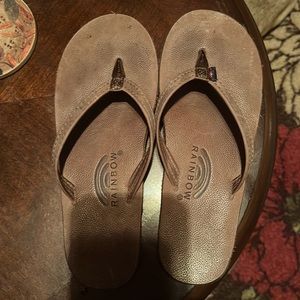 Rainbow Leather Flip Flops